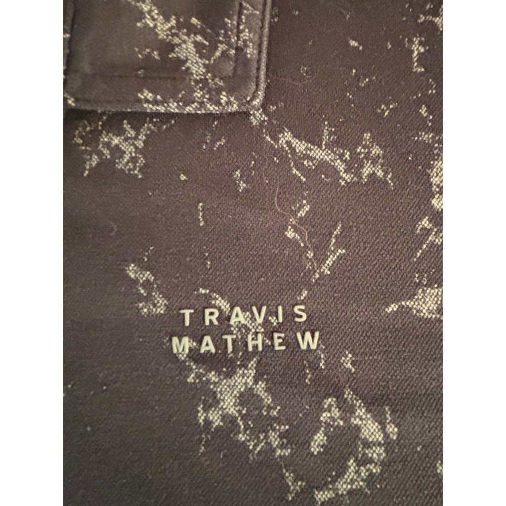 TravisMathew Mens XL Black Marble Print Short Sleeve Polo Shirt 1MAA266 - Picture 3 of 8